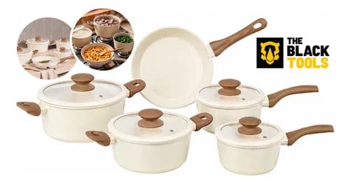 Conjunto de Panelas Antiaderente Bell'aroma Perla Cerâmica 5 Peças por R$ 341 no Pix + cupom