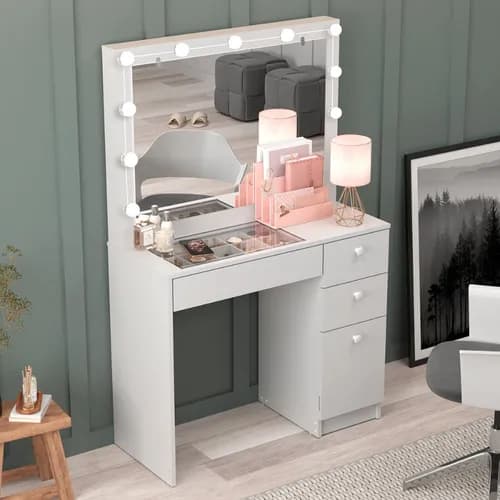 Penteadeira Ditália PE-120 com Tampo de Vidro + Kit Luz por R$ 549,32 no Pix (cupom)