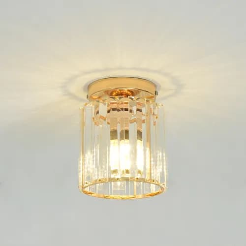 Plafon Sobrepor Led Crystal Dourado 6500k