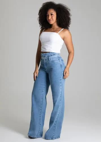 Calca Jeans Sawary Feminina Wide Leg por R$ 120,59 com Cupom