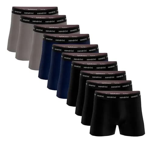 Kit 10 Cuecas Boxer Sandrini Masculinas de Algodão por R$ 59,49 (R$ 5,95/un) com cupom
