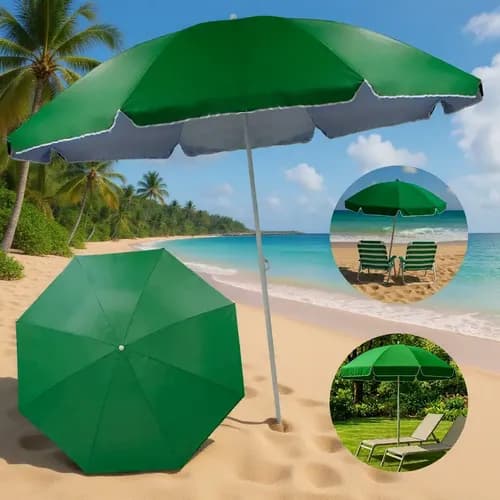 Guarda-sol Grande Gigante 2,32m Reforcado para Praia/Pesca (Verde) por R$67 com cupom