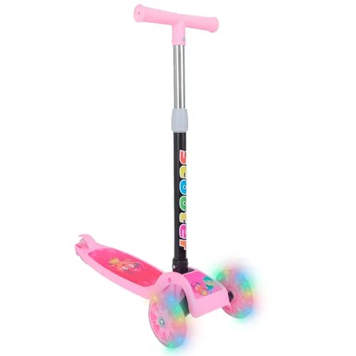 Patinete Infantil 3 Rodas com LED Dobrável Rosa