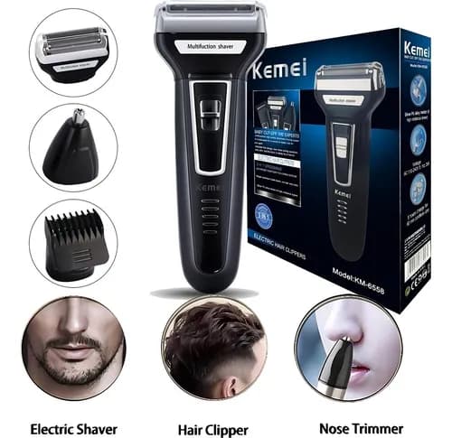 Barbeador e Cortador de Cabelo Kemei KM-6558 3 em 1