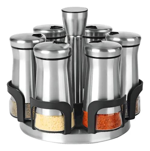 Jogo 6 Porta-Condimentos 120ml com Suporte em Aço Inox por R$61,79