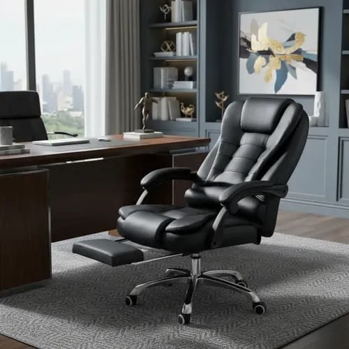 Cadeira Presidente Python Fly Preta Ergonômica Reclinável com Apoio de Pés por R$ 423