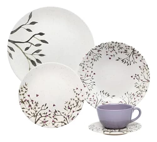 Aparelho de Jantar e Chá Oxford Unni Lilac 20 Peças no Pix