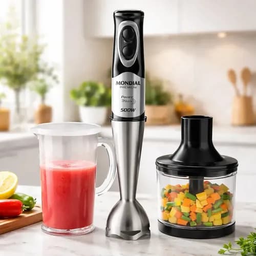 Power Mixer Premium Mondial M-07 500W Preto/Inox com Função Turbo