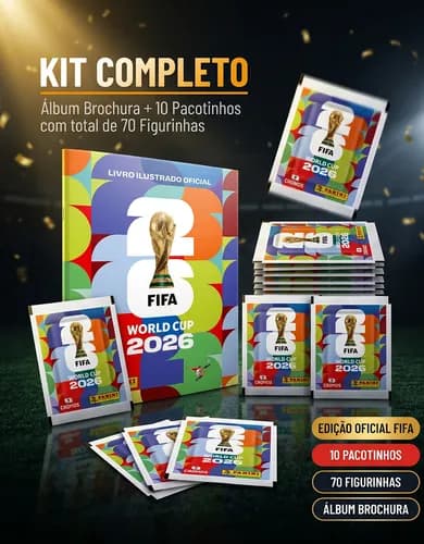 Kit Album Copa do Mundo FIFA 2026 Panini + 70 Figurinhas por R$ 67,42