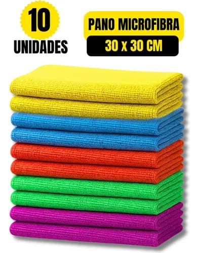Kit 10 Panos de Microfibra Multiuso Home Safe Home