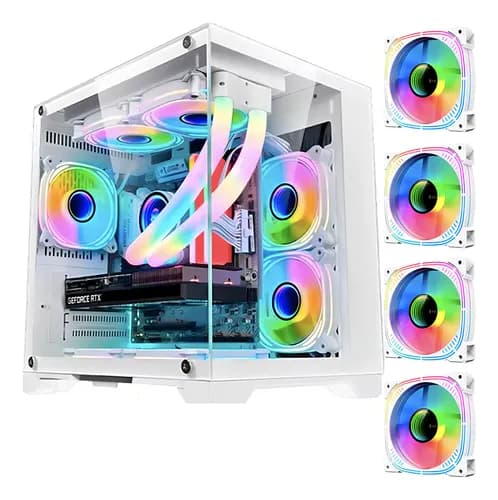 Gabinete Gamer Hayom GB1791 Branco 4 Fans RGB Vidro