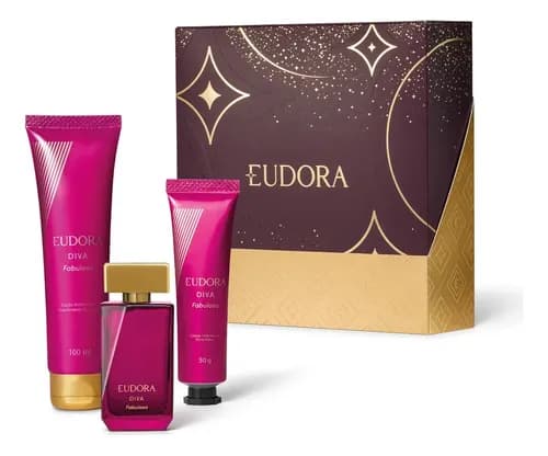 Kit Eudora Diva Fabulosa com 3 Produtos - Colônia, Loção e Creme para Mãos