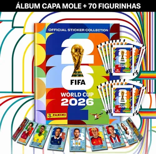 Kit Album Copa do Mundo FIFA 2026 Capa Mole + 70 Figurinhas (Panini/Oficial)