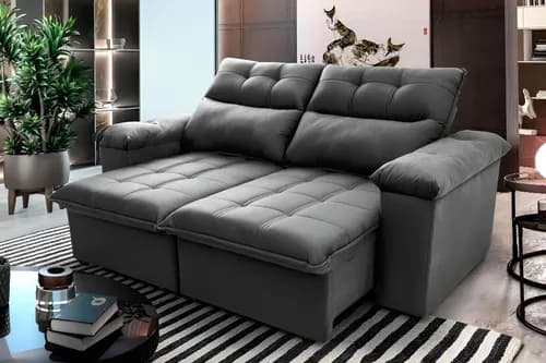 Sofa Retratil e Reclinavel King House Verona 1,50m Velut Cinza com Molas por R$ 1.049 no Pix + Cupom