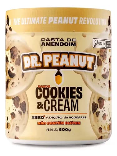 Pasta de Amendoim Dr. Peanut Cookies & Cream 600g por R$ 39,00