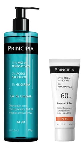 Kit Principia GL-01 Gel de Limpeza 350g + Protetor Solar Facial PS-01 FPS 60 por R$ 62,62 (Pix + cupom)