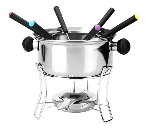 Aparelho para Fondue Inox 10 Peças com Base, Fogareiro e 6 Garfos por R$87