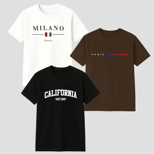 Kit 3 Camisetas Masculinas 100% Algodão Premium Casual