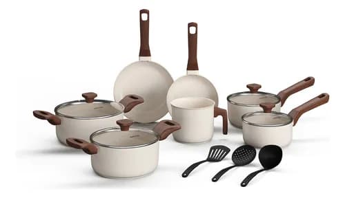 Jogo de Panelas Mimo Style Pratic Cook Mármol 10 Peças Branco por R$328 com cupom PARACASA