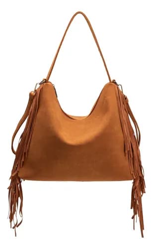 Bolsa Feminina Hobo Caramelo com Franjas (Transversal e Ombro) por R$ 88,07 com cupom MODAPRAVC