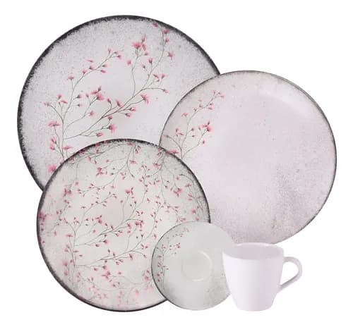 Aparelho de Jantar Tramontina Floralis Porcelana 20 Peças