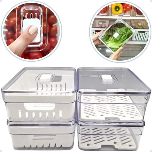 Kit 4 Organizadores de Geladeira 2L em Acrilico para Frutas e Verduras por R$ 66