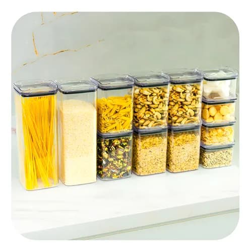 Kit 12 Potes Herméticos Quadrados Porta Mantimentos Transparente