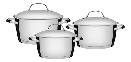 Jogo de Panelas Tramontina Allegra Inox Fundo Triplo 3 Peças