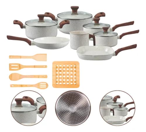 Jogo de Panelas Indução Mimo Mármol 12 Peças