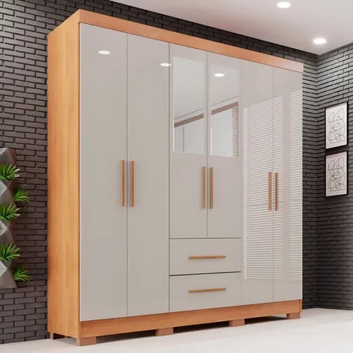 Guarda-Roupa Casal Sallêto 6 Portas com Espelho
