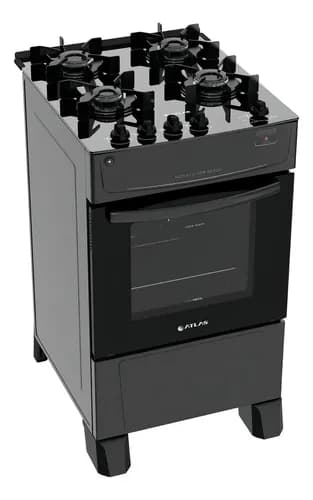 Fogão 4 Bocas Atlas Mônaco Top Glass Mesa Vidro