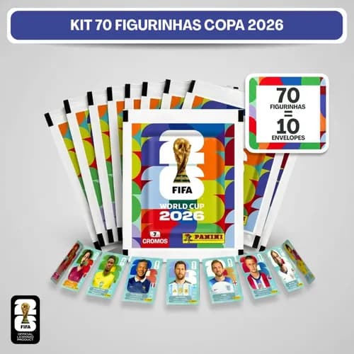Kit 70 Figurinhas do Álbum Copa do Mundo 2026 (10 envelopes) com cupom MELICOLECIONA