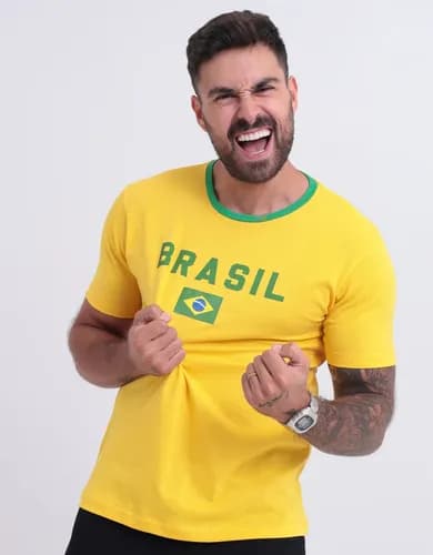 Camiseta do Brasil Masculina Verde e Amarela Copa 2026 - Torcedor