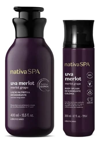 Combo Nativa SPA Uva Merlot: Loção Corporal 400ml + Body Splash 200ml por R$ 161,84 no Pix (cupom)