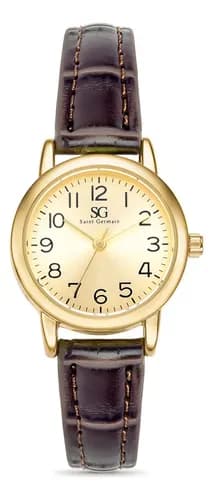 Relógio Saint Germain Houston Feminino Analógico Marrom/Dourado com Pulseira de Couro Sintético por R$ 95,92 no Pix + cupom