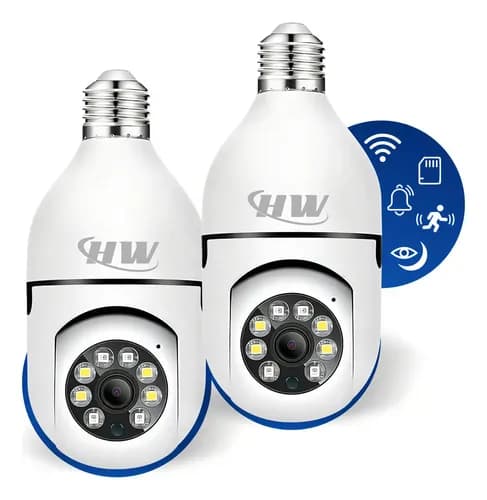 Kit 2 Câmeras Lâmpada Wi-Fi 360° Yoosee E27 com Áudio e Sensor