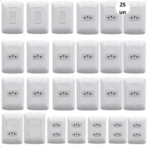 Kit 25 Tomadas e Interruptores Tramontina Liz