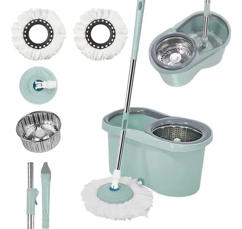 Mop Giratório 8L Esfregão 130cm Cesto Inox com Refil