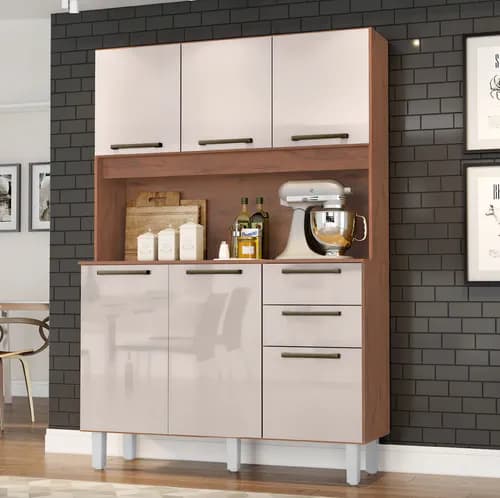 Armário de Cozinha Completa Zanzini Pop 6 Portas 2 Gavetas