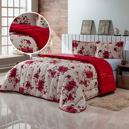 Kit Coberdrom Casal Queen Dupla Face 400 Fios (Jogo de Cama)