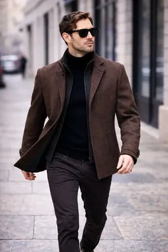 Sobretudo Masculino Elegante em Gabardine Duplo