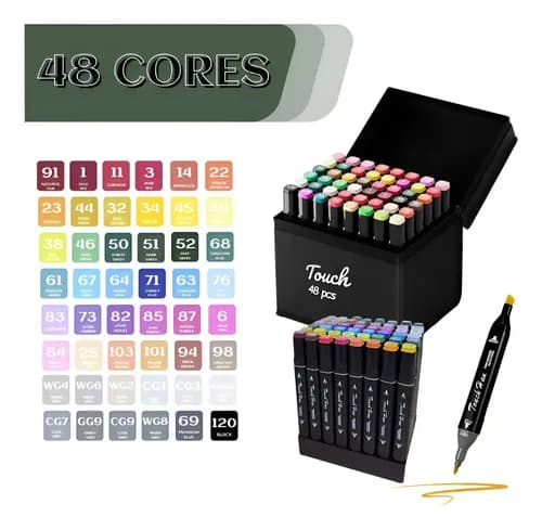 Conjunto 48 Canetas Marcador Ponta Dupla Permanente