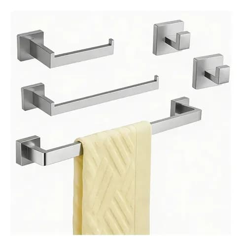 Kit 5 Peças Acessórios para Banheiro em Aço Inox Fosco Dreamway Acero + Cupom VALEPROMO