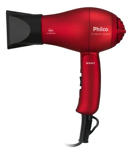 Secador de Cabelo Philco Titanium Travel 1000W Bivolt Vermelho com Cupom