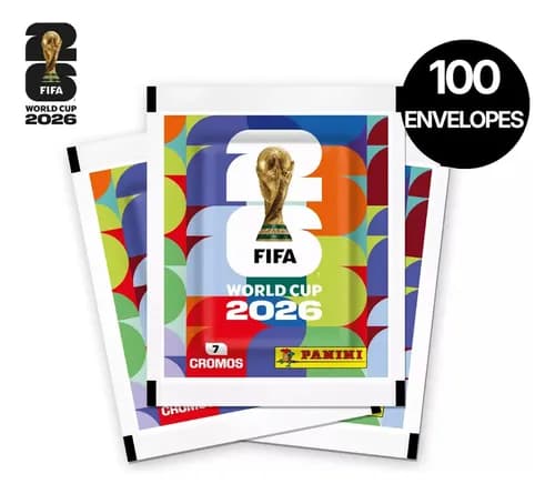 Kit 100 Envelopes Figurinhas Copa do Mundo FIFA 2026 Original Panini