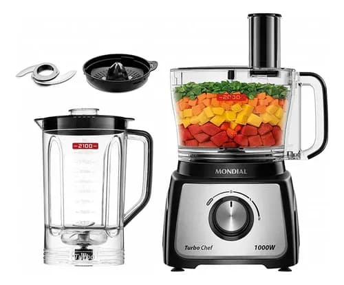 Multiprocessador Mondial Turbo Chef 3 em 1 1000W MPN-02-BE