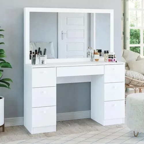 Penteadeira Ditalia PE-80 7 Gavetas Branco UV Acetinado por R$ 524 no Pix (com cupom)