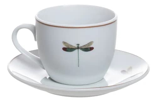 Xicara com Pires L'Hermitage Libelula Porcelana 80ml por R$9