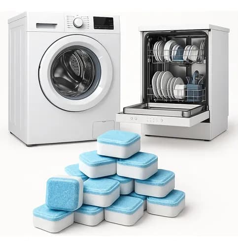 Kit 12 Pastilhas para Limpeza de Máquina de Lavar Roupa e Lava-Louças