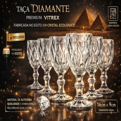 Jogo 6 Taças Diamond 340ml Vitrex por R$ 26,17 (Mercado Livre)